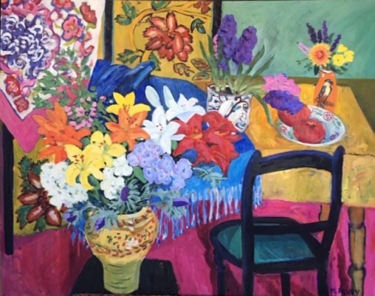 Still Life with Lilies & Green Chair